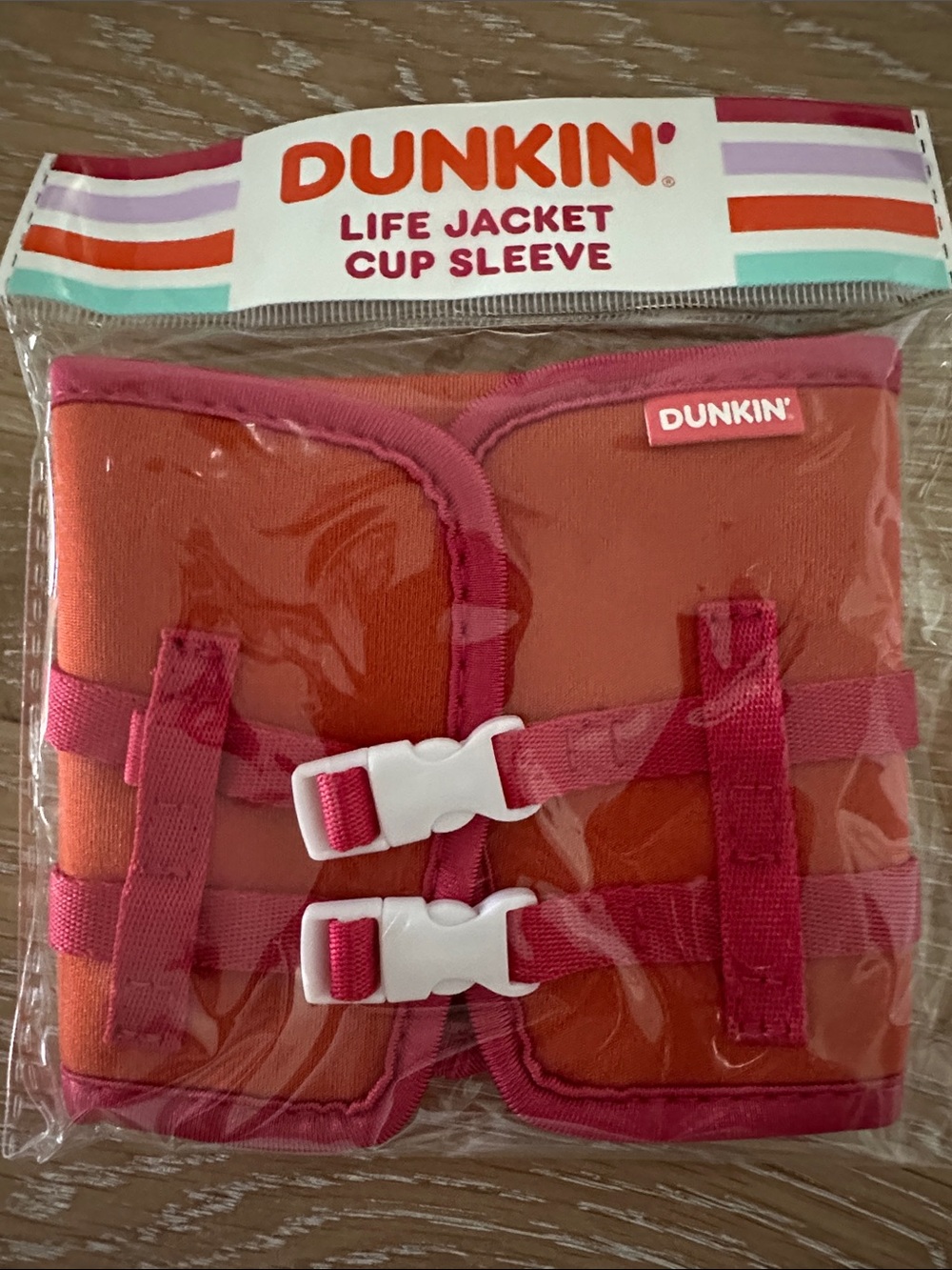 Dunkin' Orange & Pink Life Jacket Cup Sleeve